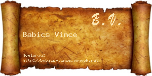 Babics Vince névjegykártya